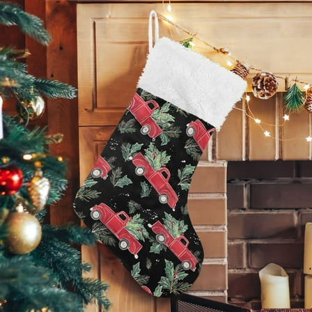 Ryvnso Christmas Stockings Christmas Trucks 17.7" Large Stocking Decoration 1 Pack