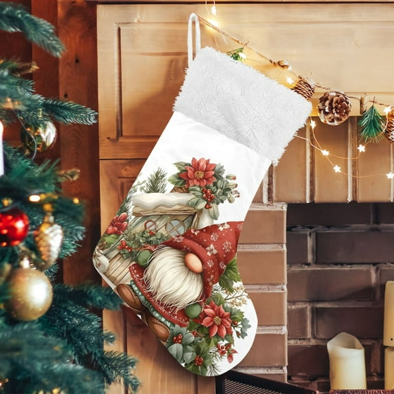 Ryvnso Christmas Stockings Cute Christmas Gnome House 17.7" Large Stocking Decoration 1 Pack