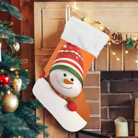 Ryvnso Christmas Stockings Cute Snowman 17.7" Large Stocking Decoration 1 Pack