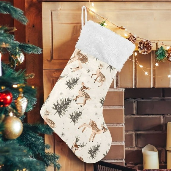 Ryvnso Christmas Stockings Deer Christmas Tree 17.7" Large Stocking Decoration 2 Pack