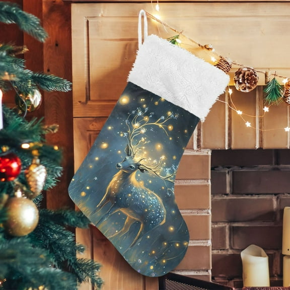 Ryvnso Christmas Stockings Deer Magic Night 17.7" Large Stocking Decoration 1 Pack