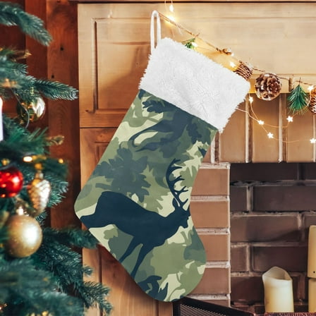 Ryvnso Christmas Stockings Deer in Forest 17.7" Large Stocking Decoration 1 Pack