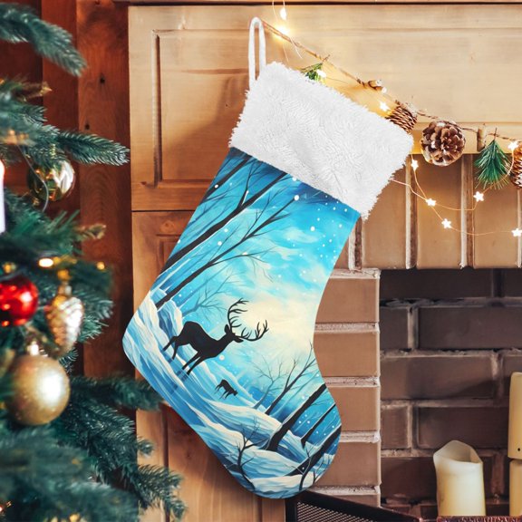 Ryvnso Christmas Stockings Deer in Forest 17.7" Large Stocking Decoration 2 Pack