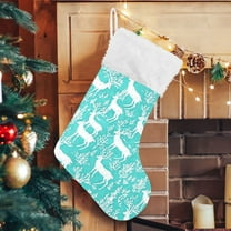 Ryvnso Christmas Stockings Deers on Blue 17.7" Large Stocking Decoration 1 Pack