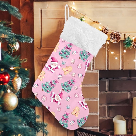 Ryvnso Christmas Stockings Gingerbread Cute Santa Claus 17.7" Large Stocking Decoration 2 Pack