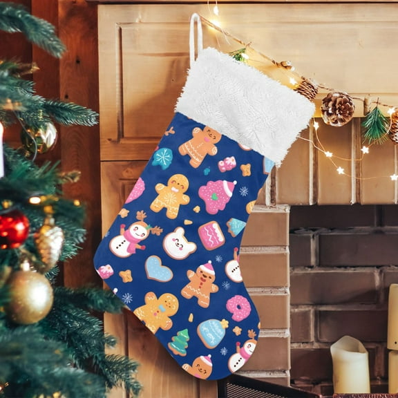 Ryvnso Christmas Stockings Gingerbread Snowman 17.7" Large Stocking Decoration 1 Pack