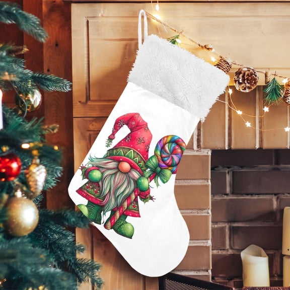 Ryvnso Christmas Stockings Gnome Christmas Candy 17.7" Large Stocking Decoration 1 Pack
