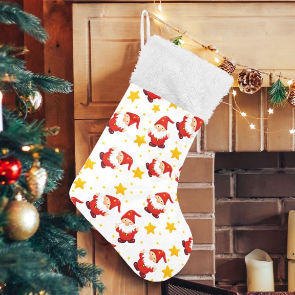 Ryvnso Christmas Stockings Gnomes Stars 17.7" Large Stocking Decoration 1 Pack