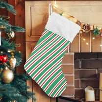 Ryvnso Christmas Stockings Green Red Stripe 17.7" Large Stocking Decoration 1 Pack
