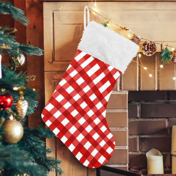 Ryvnso Christmas Stockings Red Checkered 17.7" Large Stocking Decoration 1 Pack