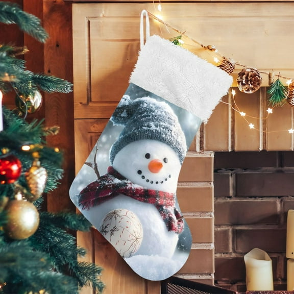 Ryvnso Christmas Stockings Snowman in Winter Christmas 17.7" Large Stocking Decoration 1 Pack