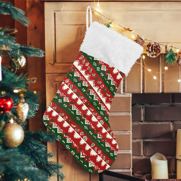 Ryvnso Christmas Stockings Vintage Christmas 17.7" Large Stocking Decoration 2 Pack