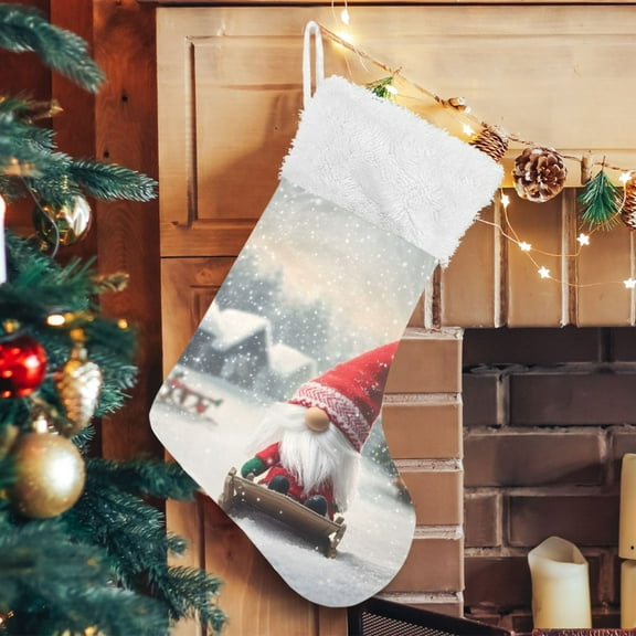 Ryvnso Christmas Stockings Winter Gnome Christmas 17.7" Large Stocking Decoration 1 Pack