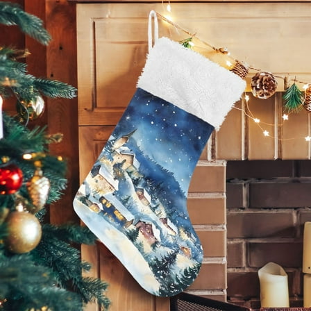 Ryvnso Christmas Stockings Winter View 17.7" Large Stocking Decoration 1 Pack
