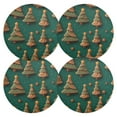 thumbnail image 1 of Ryvnso Christmas Tree Green Round Plate Mats Dining Table Placemat Set of 4 for Holiday Decoration, 1 of 7