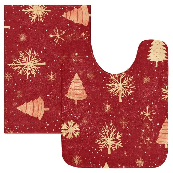 Ryvnso Christmas Tree Print Bathroom Shaggy Rugs Toilet Mat Soft Contour Rug