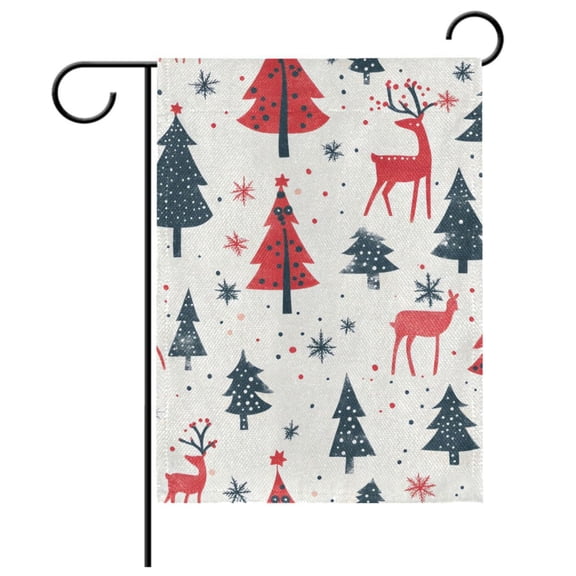 Ryvnso Christmas Tree Reindeer Pattern Garden Flag 12x18 Inch Double Sided Seasonal Yard Decoration