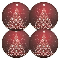 Ryvnso Christmas Tree Round Plate Mats Dining Table Placemat Set of 4 for Holiday Decoration