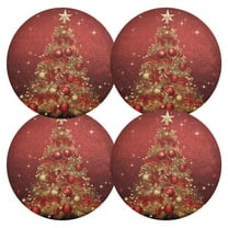 Ryvnso Christmas Tree Round Plate Mats Dining Table Placemat Set of 4 for Holiday Decoration