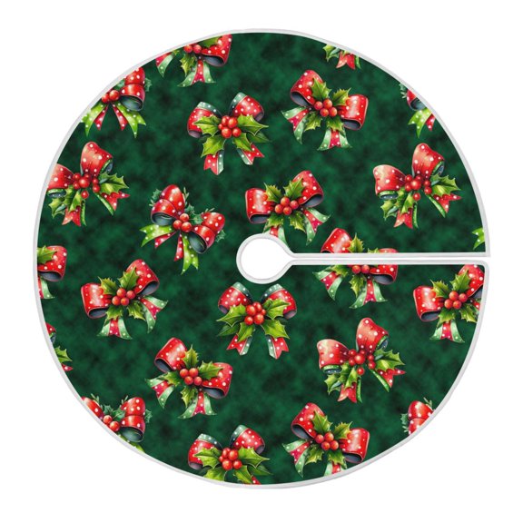 Ryvnso Christmas Tree Skirt Bow with Cherry Xmas Tree Skirts Ornament Home Decorations 35.4"