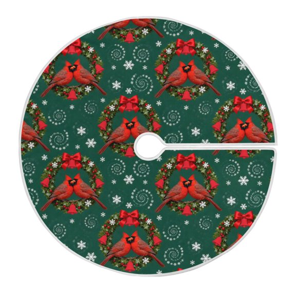 Ryvnso Christmas Tree Skirt Cardinal Bows Snowflakes Xmas Tree Skirts Ornament Home Decorations 35.4"