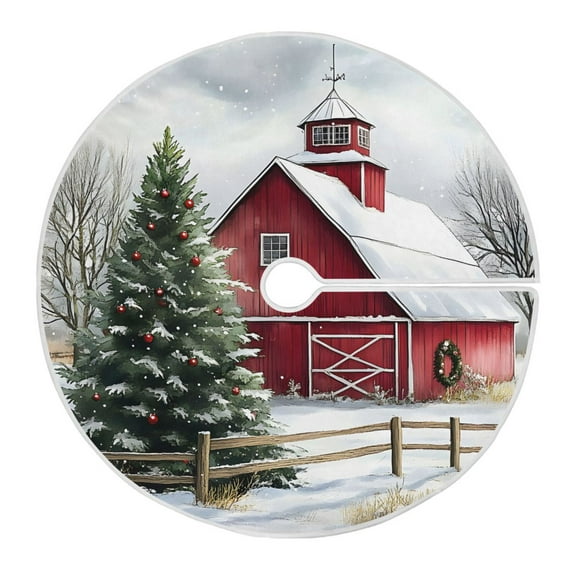 Ryvnso Christmas Tree Skirt Christmas Farm Winter Landscape Xmas Tree Skirts Ornament Home Decorations 35.4"