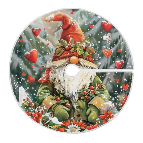 Ryvnso Christmas Tree Skirt Christmas Gnome Red Love Heart Xmas Tree Skirts Ornament Home Decorations 35.4"