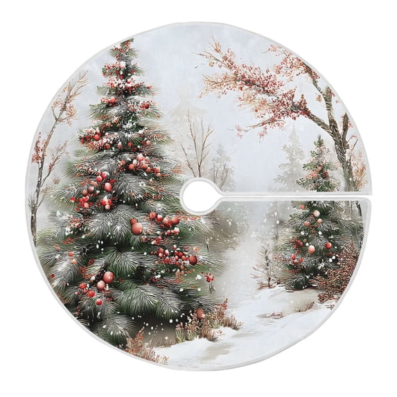 Ryvnso Christmas Tree Skirt Christmas Trees Watercolor Xmas Tree Skirts Ornament Home Decorations 35.4"