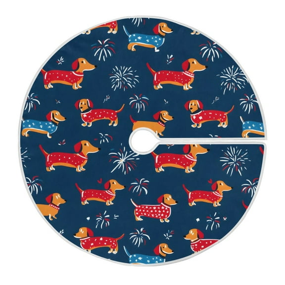 Ryvnso Christmas Tree Skirt Dachshund Cute Dogs Xmas Tree Skirts Ornament Home Decorations 35.4"