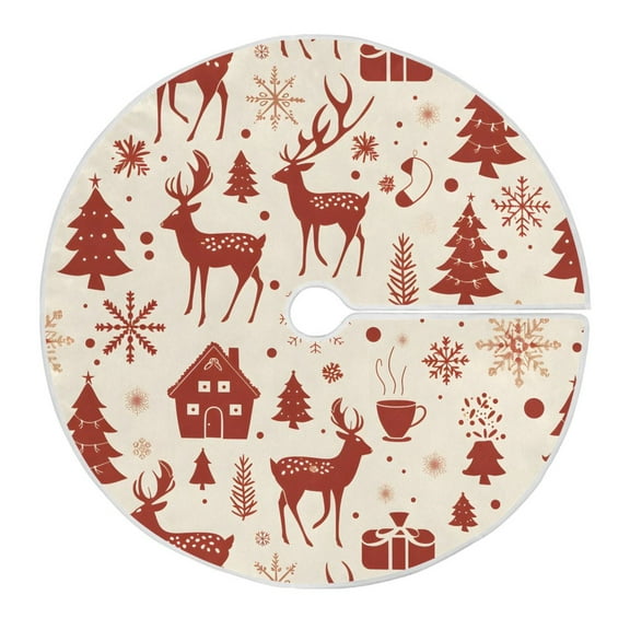 Ryvnso Christmas Tree Skirt Elk Christmas Tree Snowflakes Xmas Tree Skirts Ornament Home Decorations 35.4"