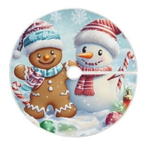 Ryvnso Christmas Tree Skirt Gingerbread Snowman Xmas Tree Skirts Ornament Home Decorations 35.4"
