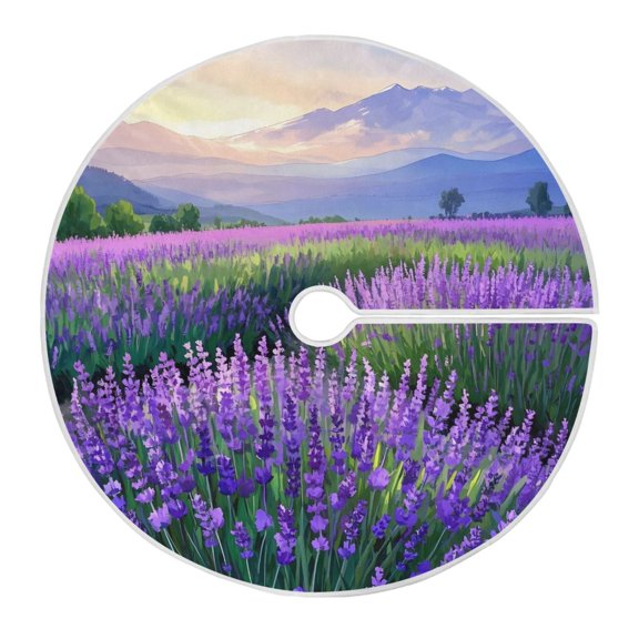 Ryvnso Christmas Tree Skirt Lavender Field Xmas Tree Skirts Ornament Home Decorations 47.2"