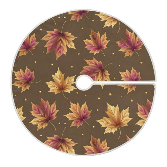 Ryvnso Christmas Tree Skirt Maple Leaf Dots Xmas Tree Skirts Ornament Home Decorations 47.2"