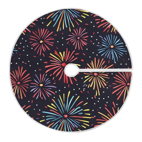 Ryvnso Christmas Tree Skirt New Year Fireworks Xmas Tree Skirts Ornament Home Decorations 47.2"