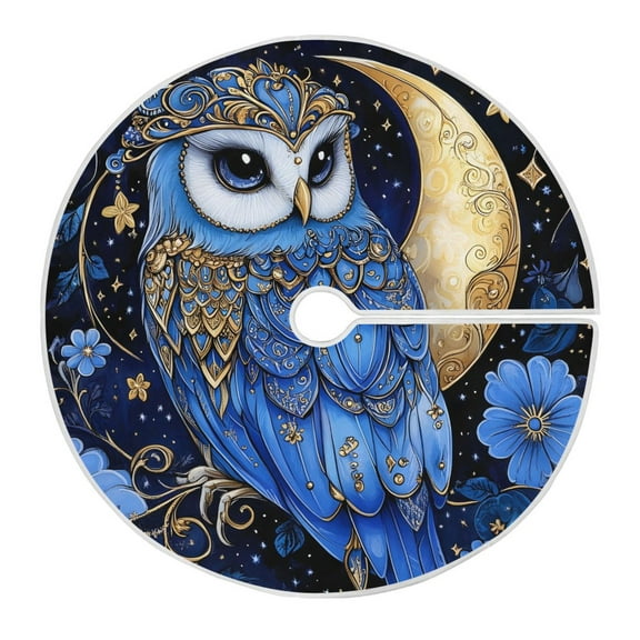 Ryvnso Christmas Tree Skirt Owl Bloom Flower Xmas Tree Skirts Ornament Home Decorations 35.4"