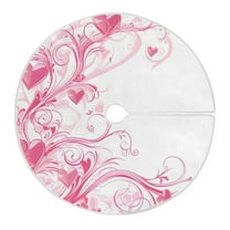 Ryvnso Christmas Tree Skirt Pink Hearts Swirls Xmas Tree Skirts Ornament Home Decorations 35.4"