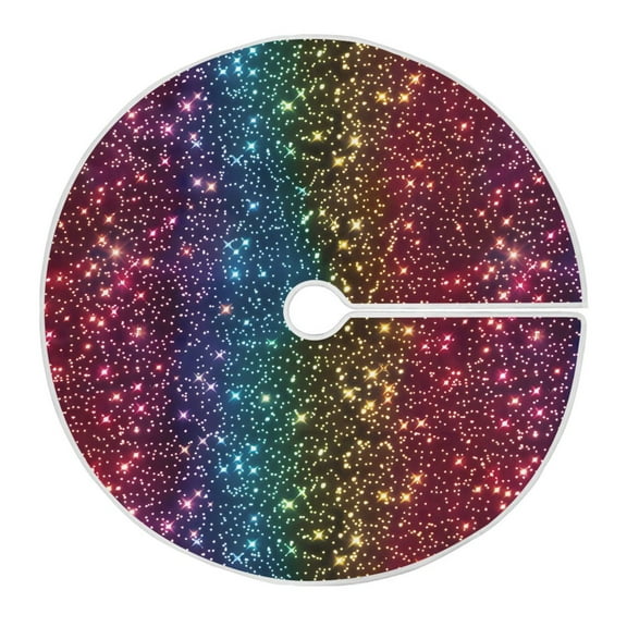 Ryvnso Christmas Tree Skirt Rainbow Glitter Xmas Tree Skirts Ornament Home Decorations 35.4"