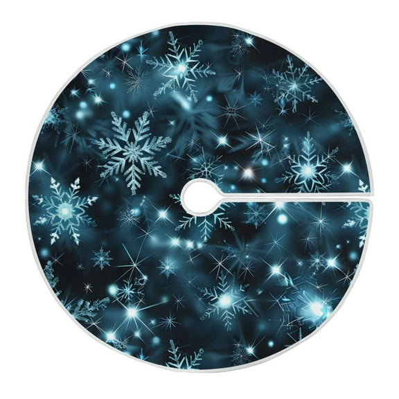 Ryvnso Christmas Tree Skirt Snowflakes Glitter Xmas Tree Skirts Ornament Home Decorations 35.4"