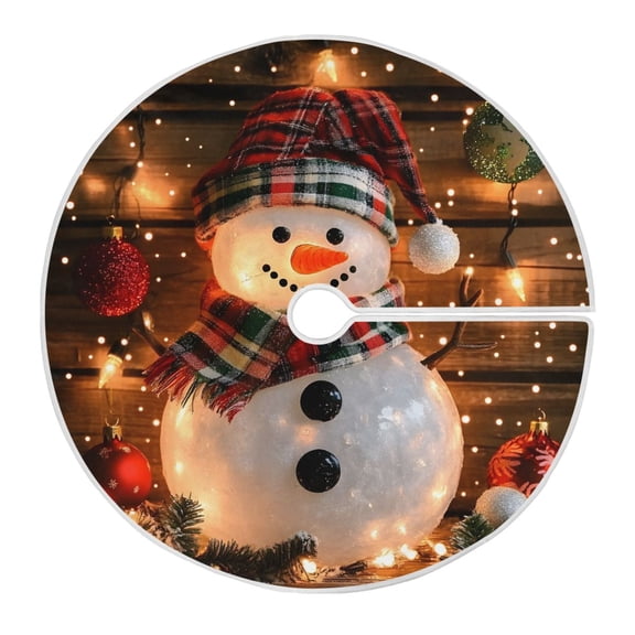 Ryvnso Christmas Tree Skirt Snowman with Scarf Xmas Tree Skirts Ornament Home Decorations 35.4"