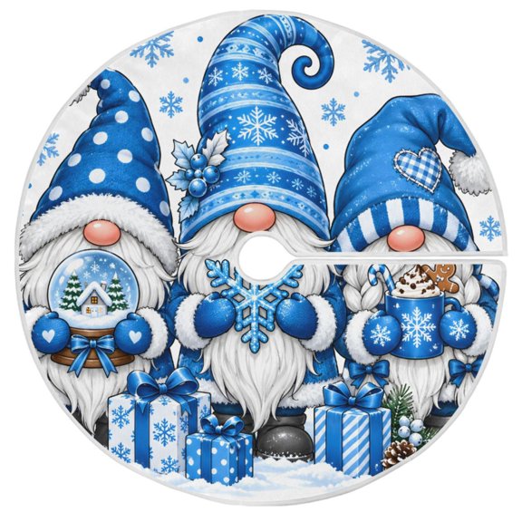 Ryvnso Christmas Tree Skirt Three Gnomes Pattern Xmas Ornament Home Decorations 35.4"