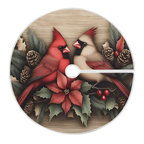 Ryvnso Christmas Tree Skirt Vintage Christmas Cardinals Xmas Tree Skirts Ornament Home Decorations 35.4"