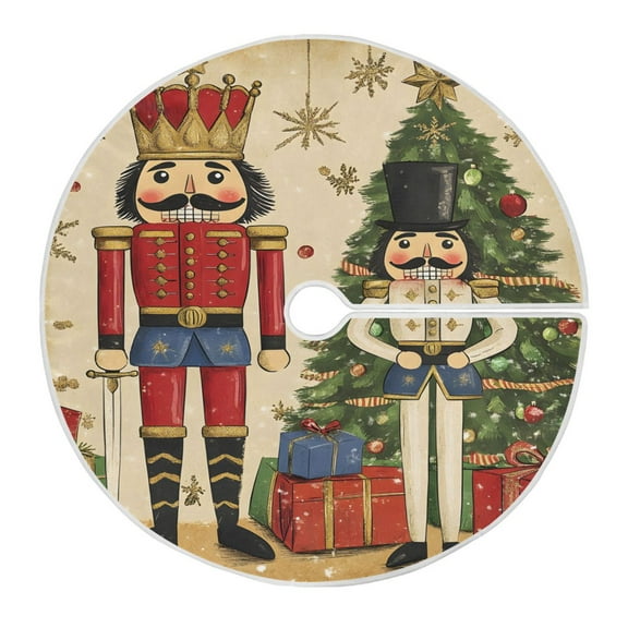 Ryvnso Christmas Tree Skirt Vintage Nutcracker Xmas Tree Skirts Ornament Home Decorations 35.4"