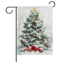 Ryvnso Christmas Tree Snow Winter Garden Flag 12x18 Inch Double Sided Seasonal Yard Decoration