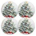thumbnail image 1 of Ryvnso Christmas Tree Snow Winter Round Plate Mats Dining Table Placemat Set of 4 for Holiday Decoration, 1 of 7