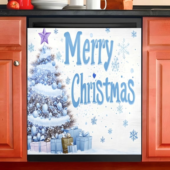 Ryvnso Christmas Tree Snowflake Dishwasher Magnetic Refrigerator Magnet Cover Kitchen Home Decorative 23"x26"