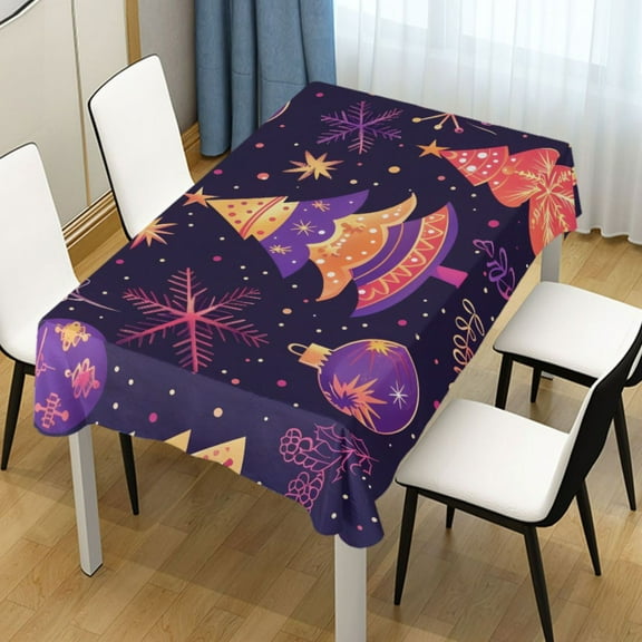 Ryvnso Christmas Tree Snowflakes Rectangle Table Cloth Tablecover Dinning Tablecloth 54"x72"