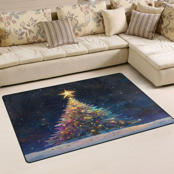 Ryvnso Christmas Tree Winter Area Floor Mat Non-Slip Carpet Soft Rugs Doormats 31" x 20"