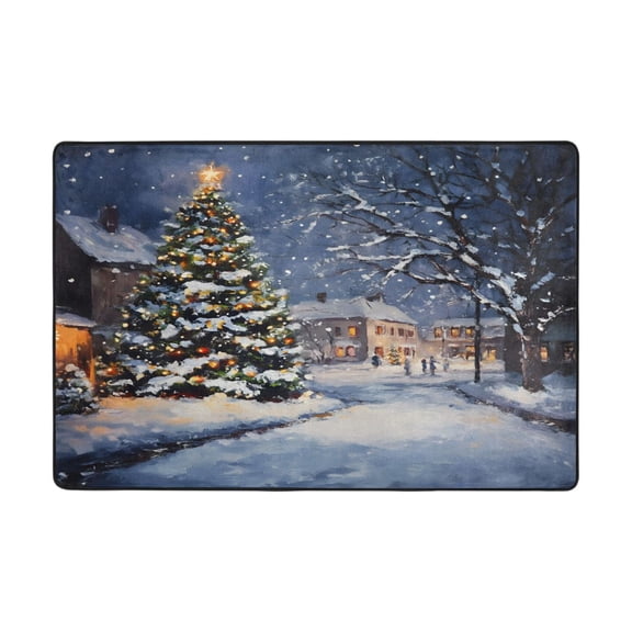 Ryvnso Christmas Tree in Night Area Floor Mats Large Nursery Rugs Non-Slip Carpets Doormat 36" x 24"
