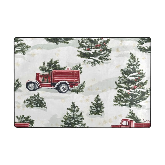 Ryvnso Christmas Tree on Truck Area Floor Mats Large Nursery Rugs Non-Slip Carpets Doormat 36" x 24"