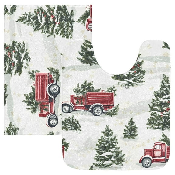 Ryvnso Christmas Tree on Truck Bathroom Shaggy Rugs Toilet Mat Soft Contour Rug